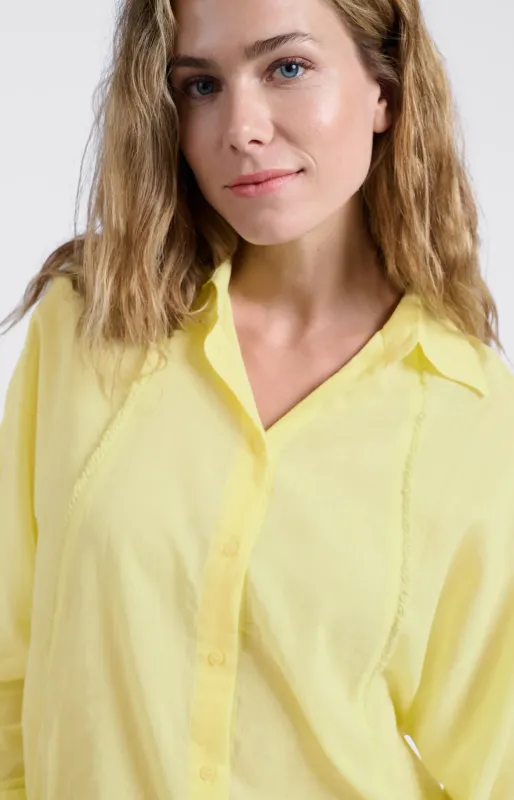 YaYa Batwing blouse with edges Geel