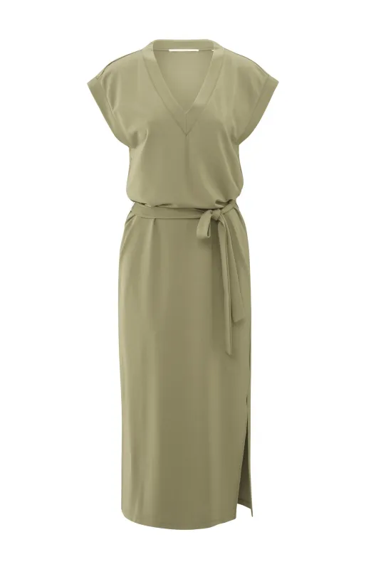 YaYa Dress with tie belt Groen