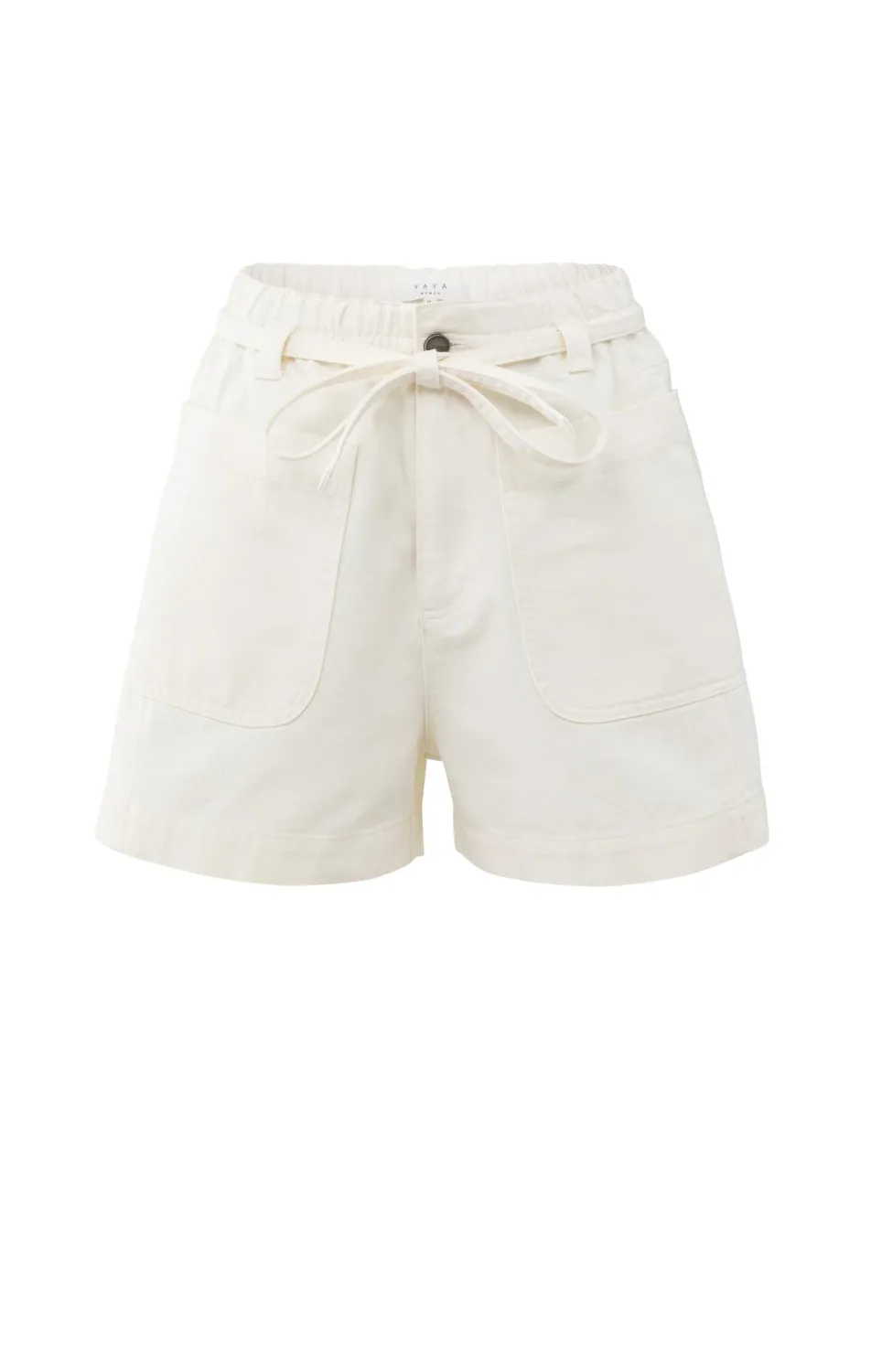 YaYa Garment dye woven high waist Ecru