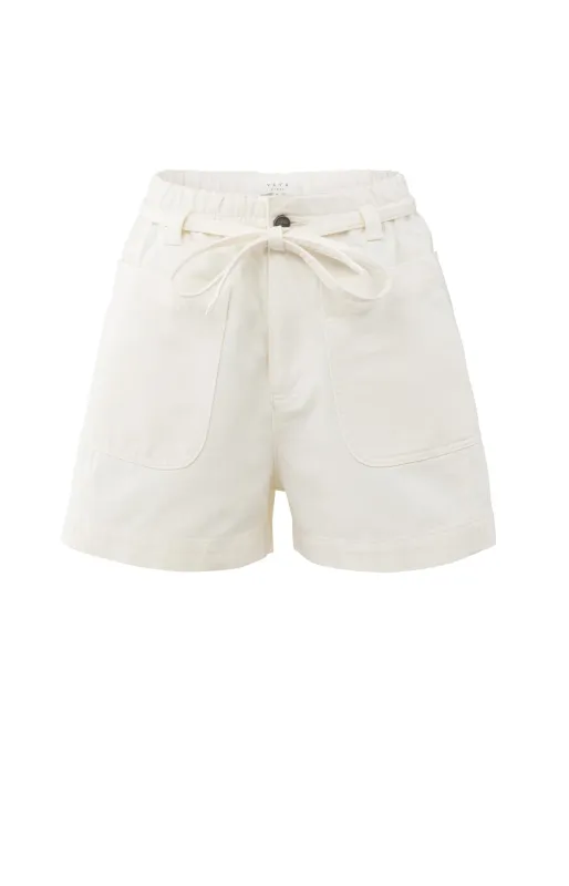 YaYa Garment dye woven high waist Ecru