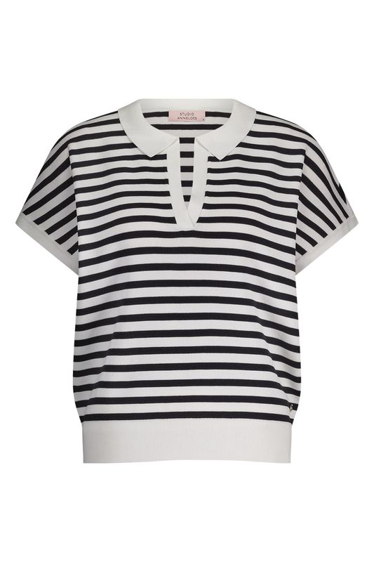 Studio Anneloes Drew stripe ssl pullover Ecru