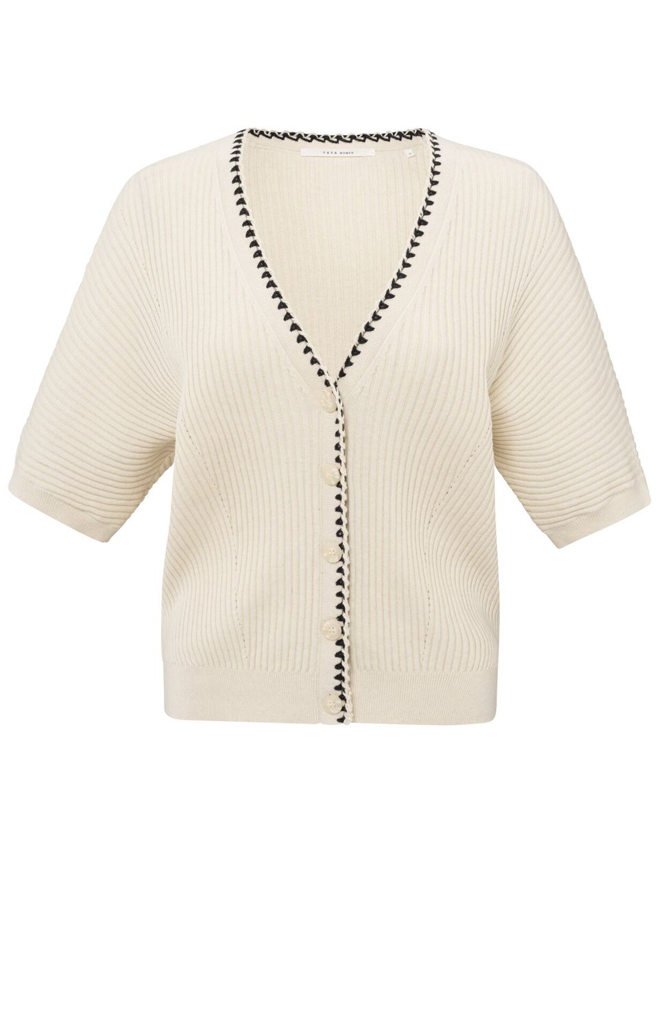 YaYa Rib cardigan with fun detail a Beige
