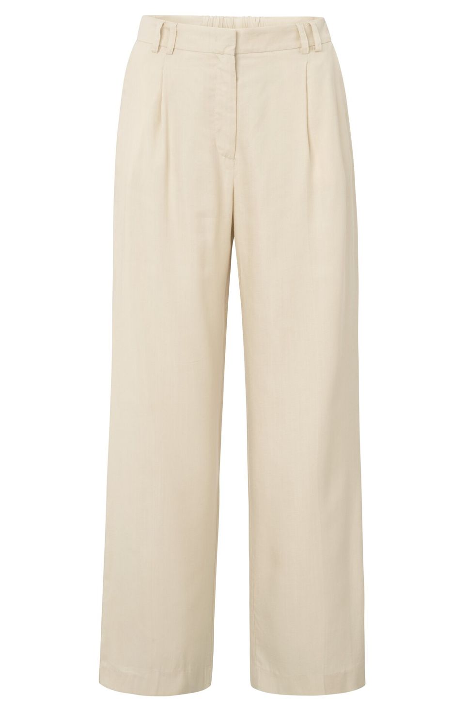 YaYa Linen mix wide leg trouse-L30 Beige
