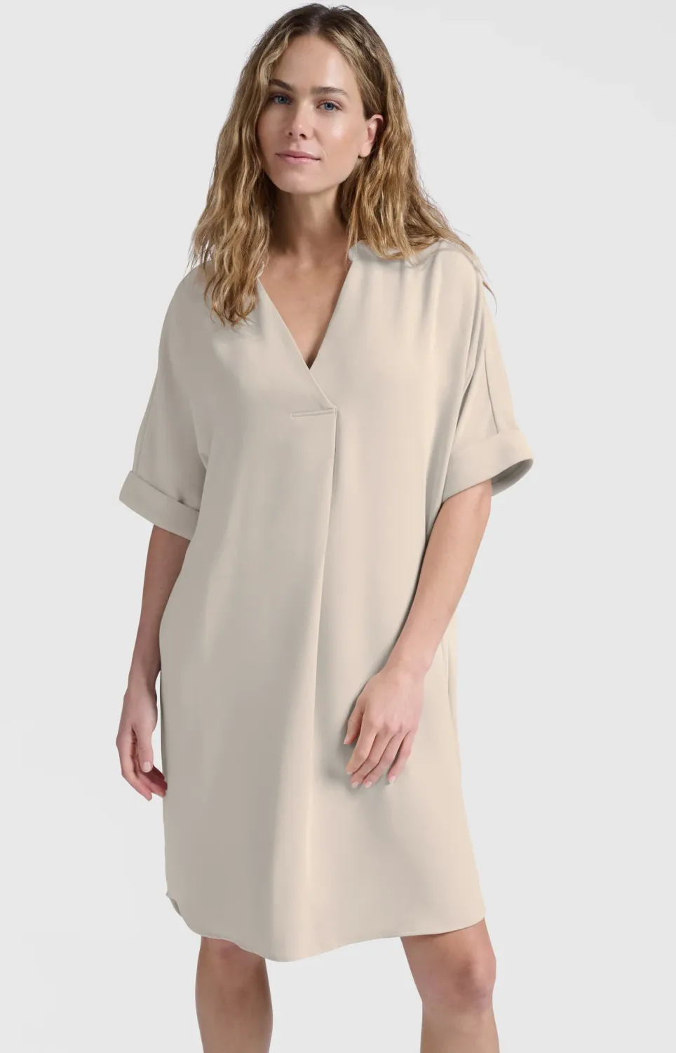 YaYa Folded short sleeve dress Beige