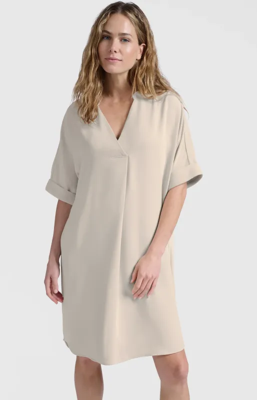YaYa Folded short sleeve dress Beige