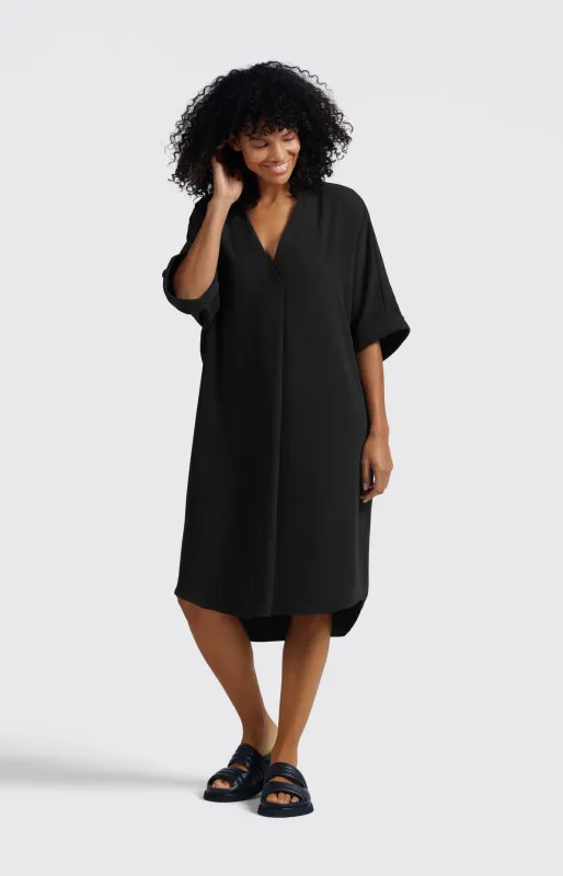 YaYa Folded short sleeve dress Zwart