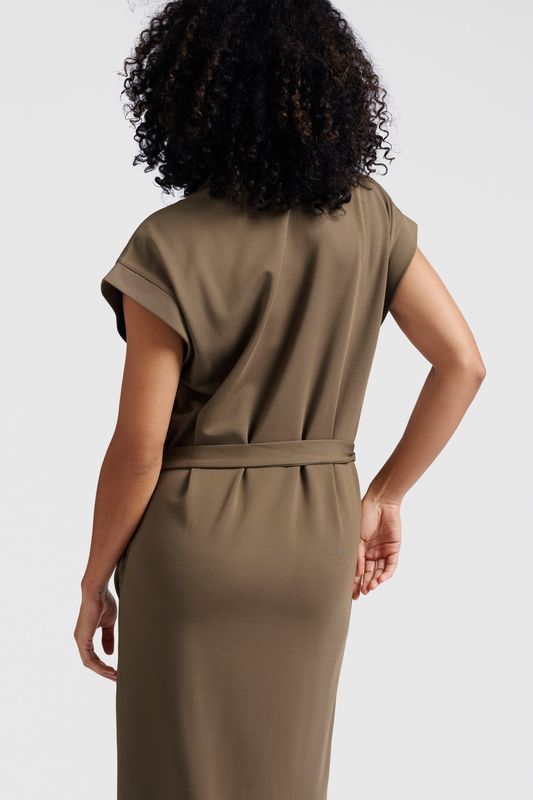 YaYa V-neck t-shirt dress with belt Bruin