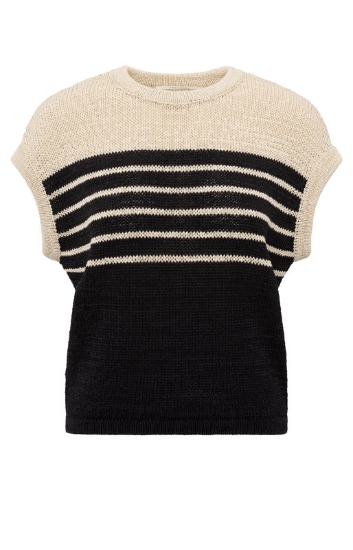 YaYa Sleeveless striped tape yarn s Beige