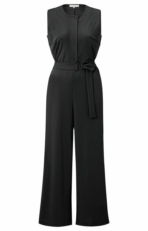 YaYa Jersey sleeveless jumpsuit  Zwart