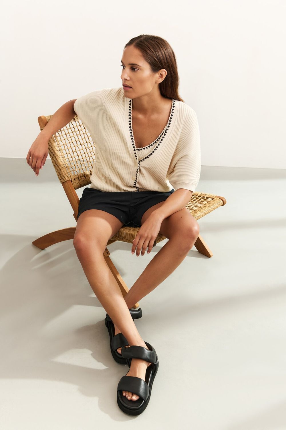 YaYa Woven short with elastic waist Zwart