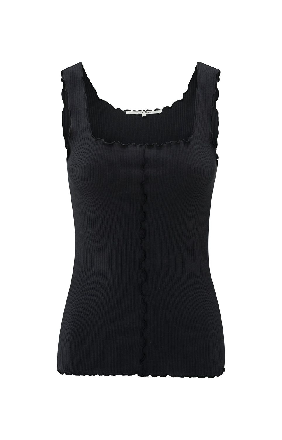 YaYa Singlet with frilled seams Zwart