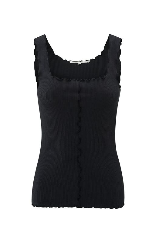 YaYa Singlet with frilled seams Zwart