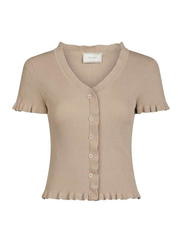 Neo Noir Esla Frill Knit Tee Beige