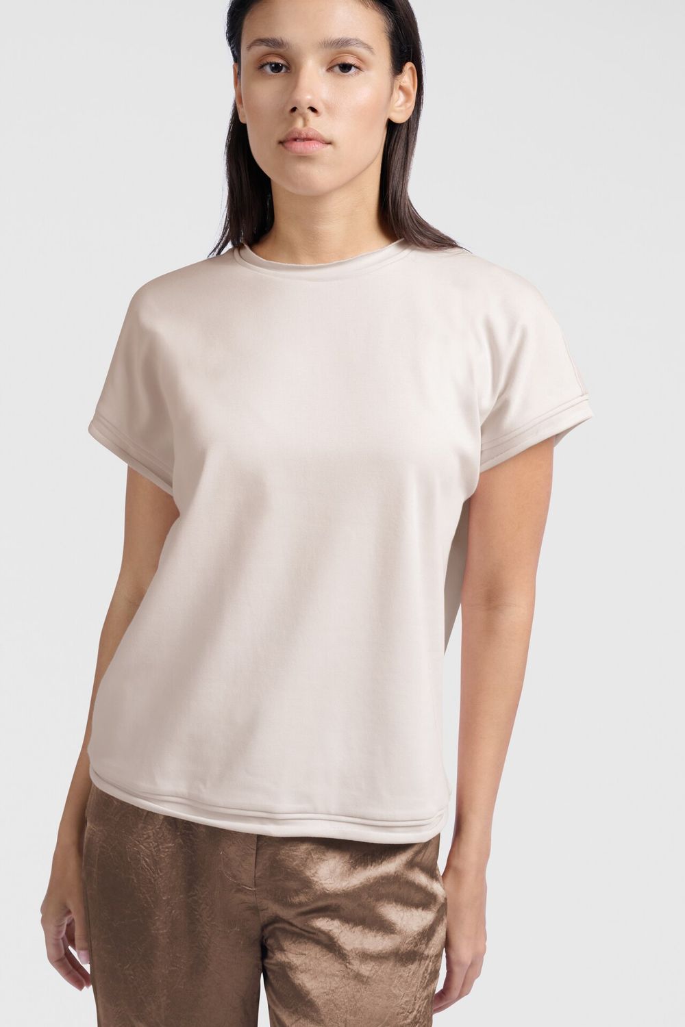 YaYa Heavy weight top with raw edge Roze