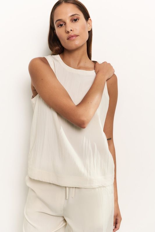 YaYa Woven sleeveless top Beige