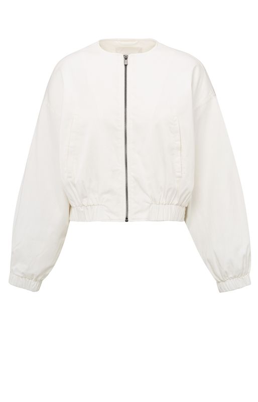 YaYa Woven cropped bomber jacket Ecru