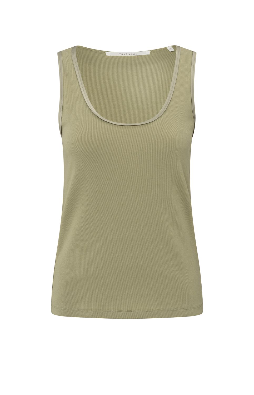 YaYa Ribbed singlet with shiny trim Groen