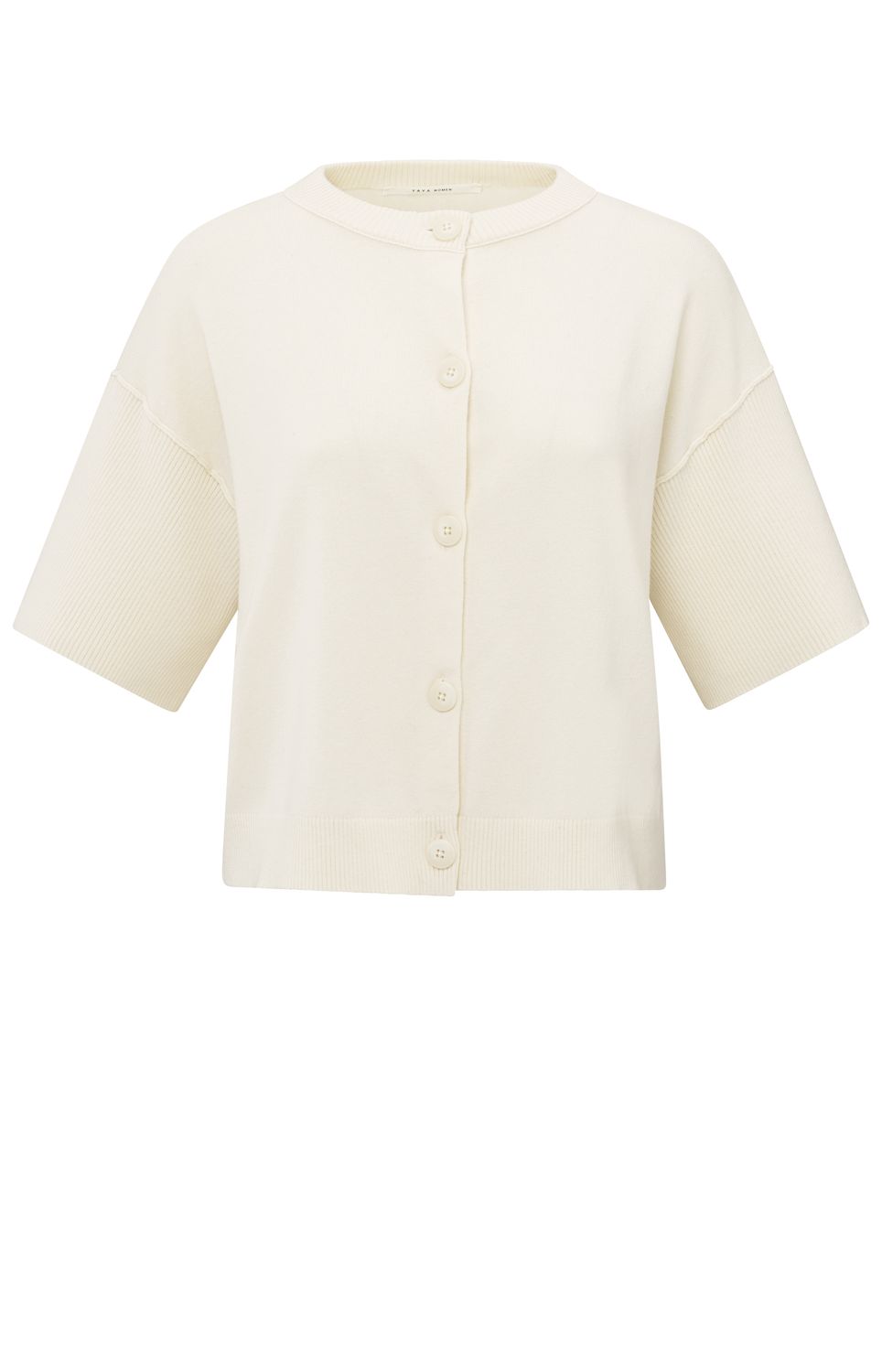 YaYa Knitted short-sleeve cardigan Ecru