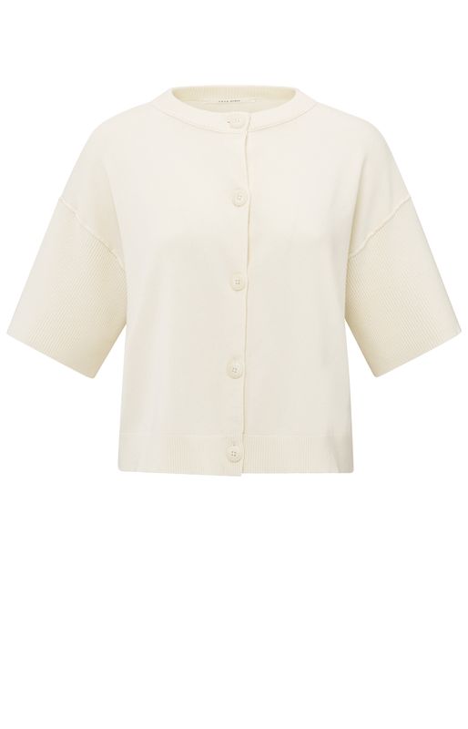 YaYa Knitted short-sleeve cardigan Ecru