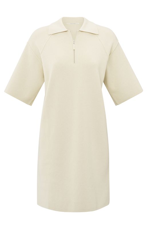 YaYa Polo dress with zipper Beige