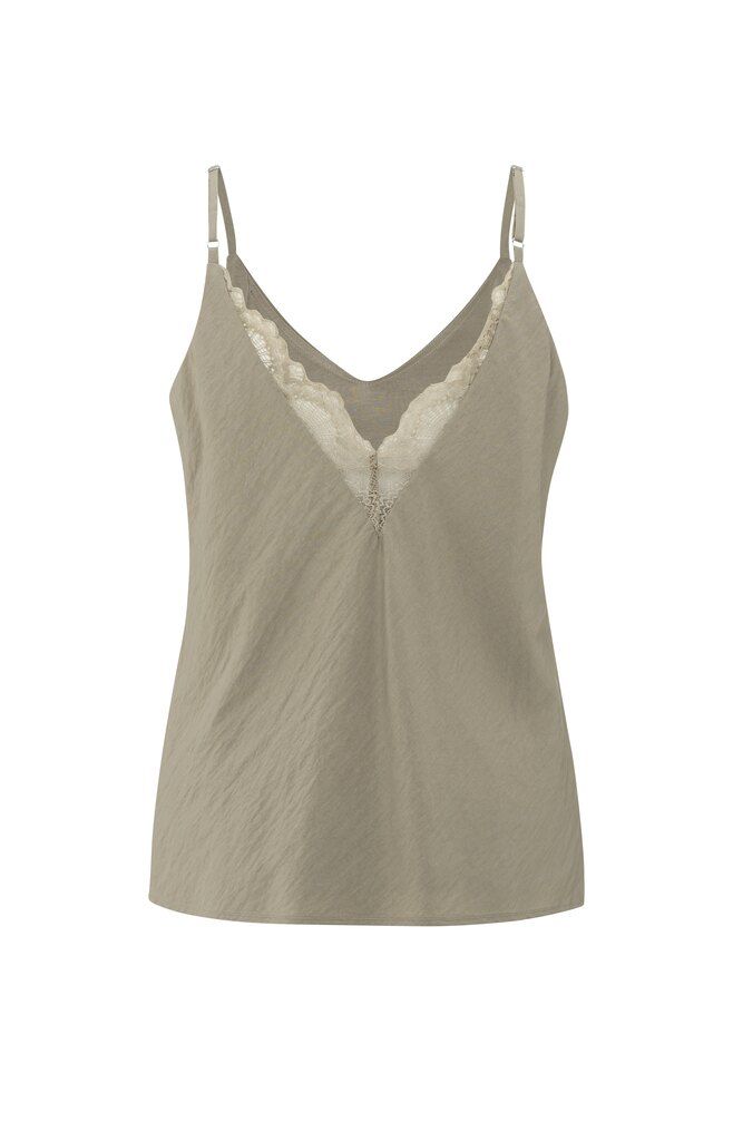 YaYa Singlet met kantdetails Beige