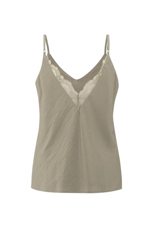YaYa Singlet met kantdetails Beige