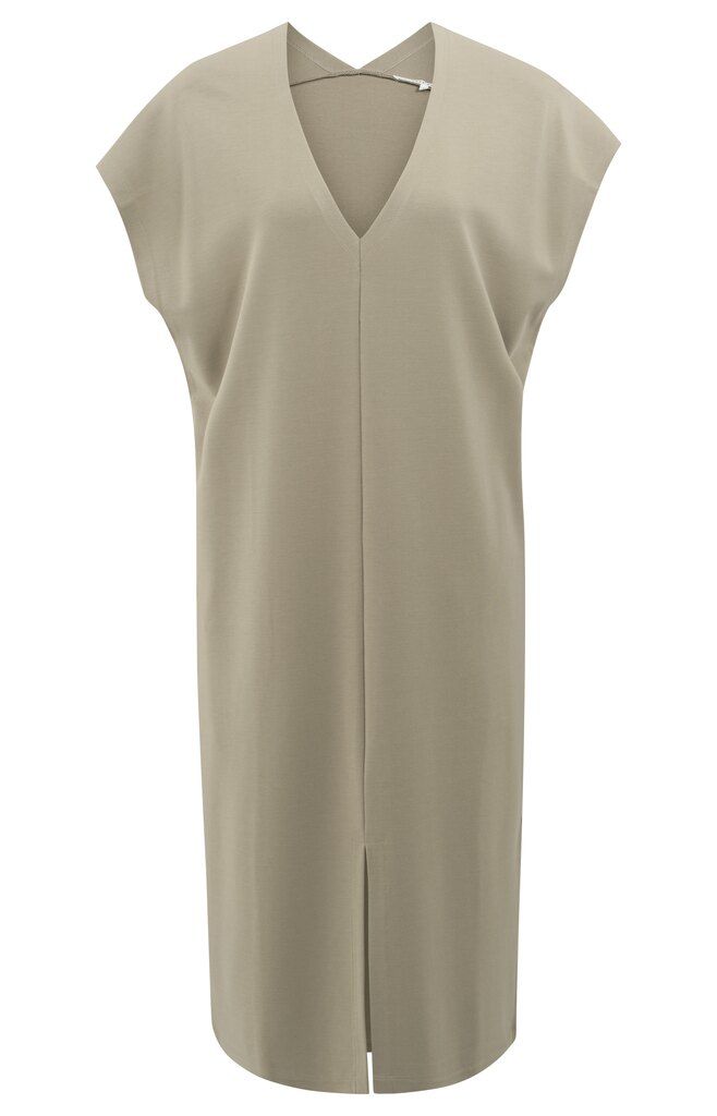 YaYa Jurk met dubbele V-hals Beige