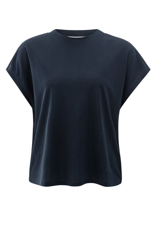 YaYa Mouwloze top met ronde hals Blauw