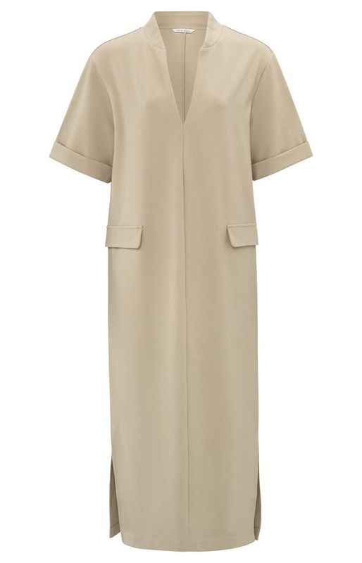 YaYa Jersey jurk met zakdetails Beige