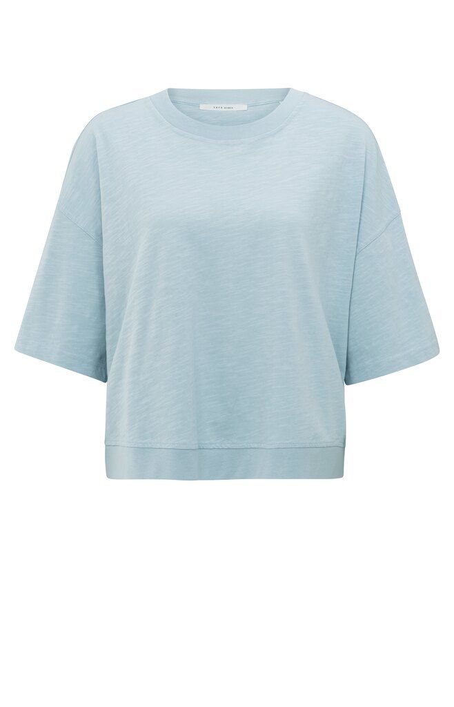 YaYa T-shirt met gem?leerde textuur Blauw