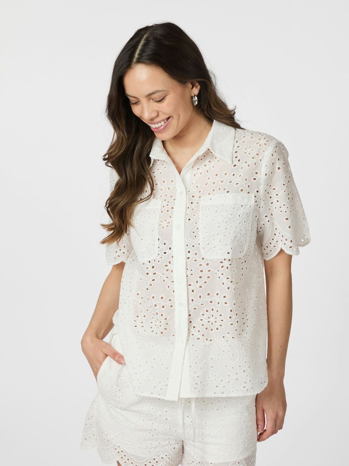 Neo Noir Gessie Embroidery Shirt Wit