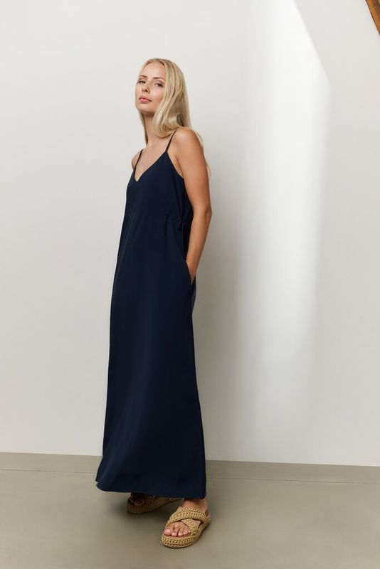 YaYa Strappy dress with drawstrings Blauw