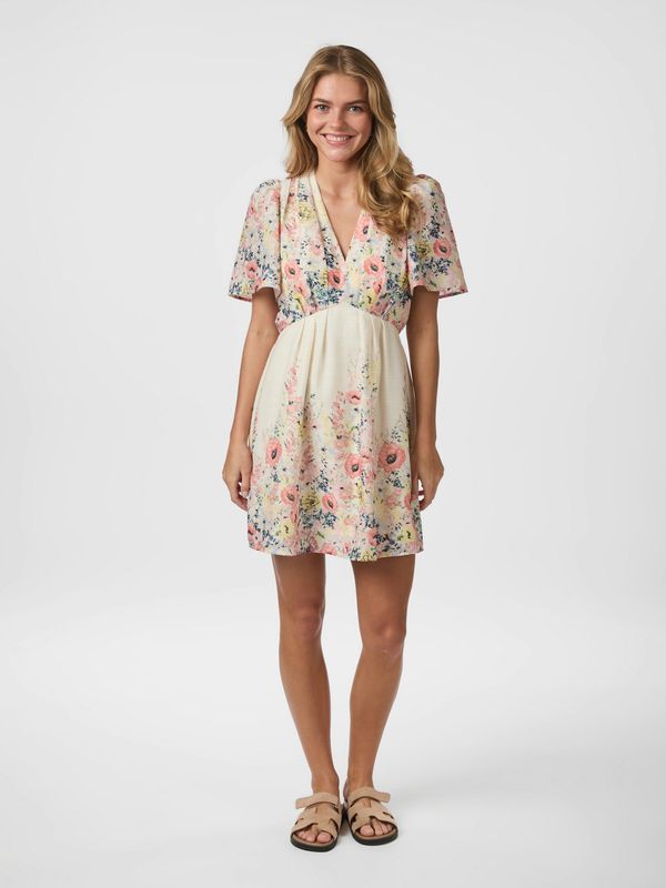Neo Noir Shena Flower Print Dress Ecru
