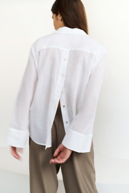 YaYa Boyfriend blouse met knopen Ecru