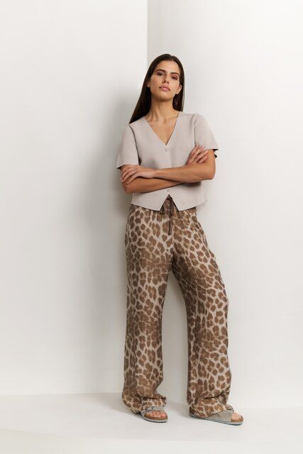 YaYa Broek met leopardprint Bruin