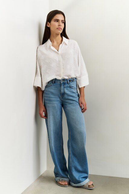 YaYa Jeans met omgeslagen zoom Blauw