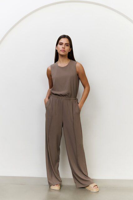 YaYa Jumpsuit met koorddetail Bruin