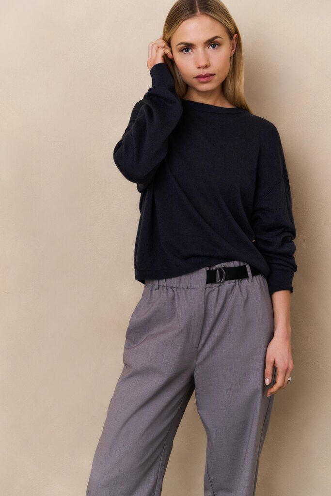 YaYa Trui met textuur en ronde hals Blauw