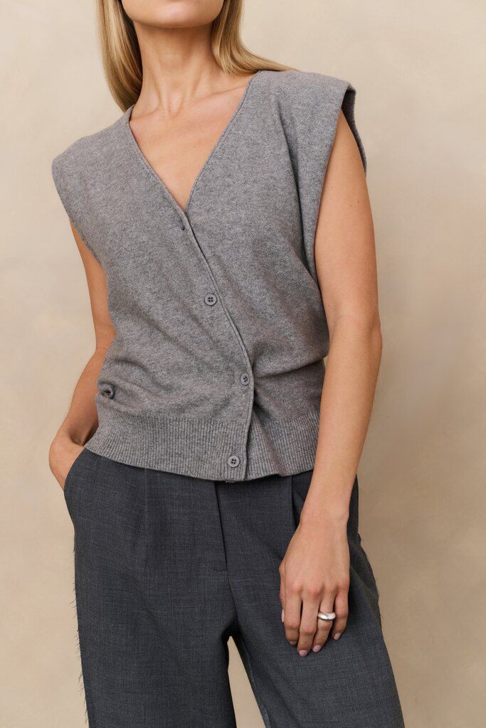 YaYa Gebreid gilet met V-hals Grijs