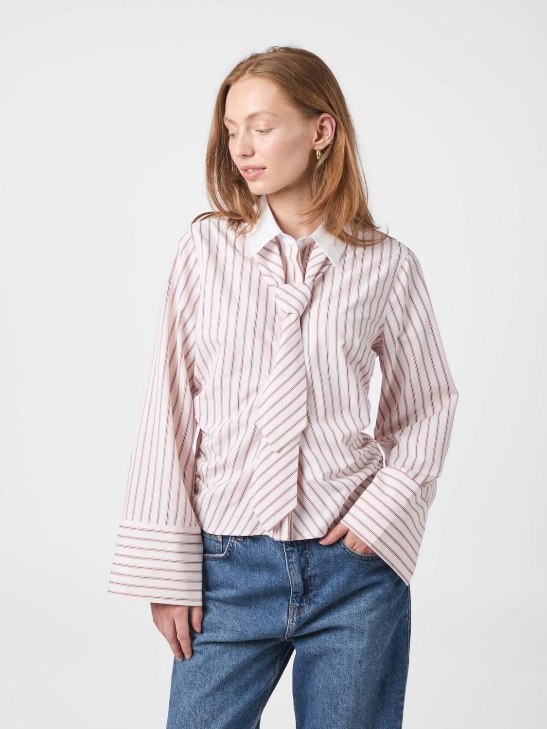 Neo Noir Francesca Stripe Shirt Rood