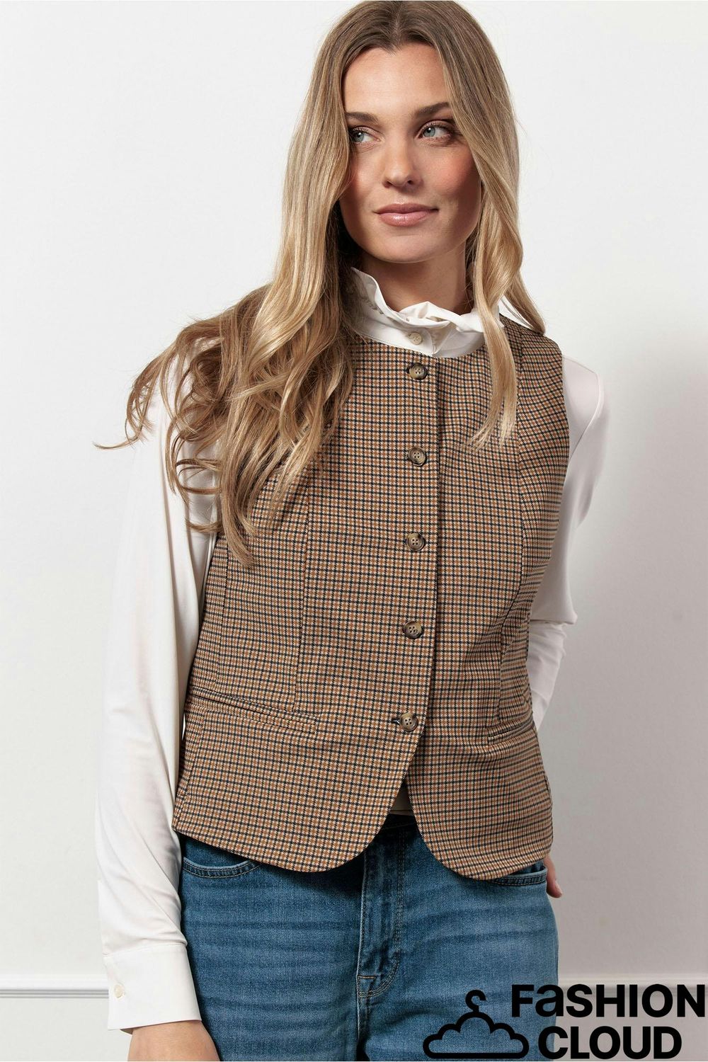 Studio Anneloes Fie check gilet Bruin