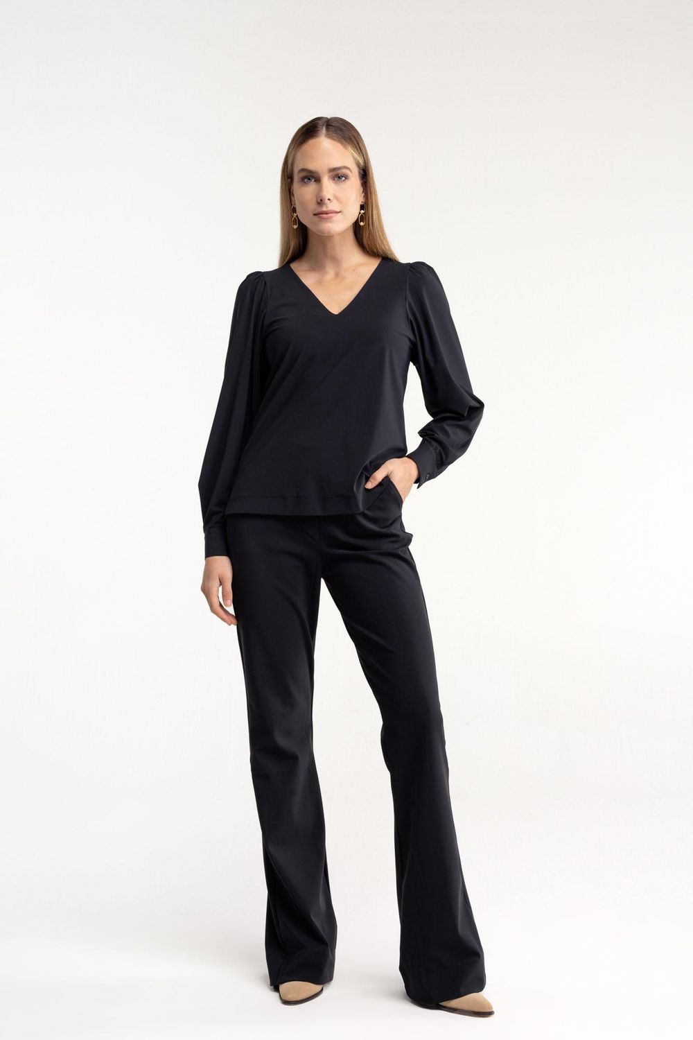 Studio Anneloes Flair Long Bonded Trousers Zwart