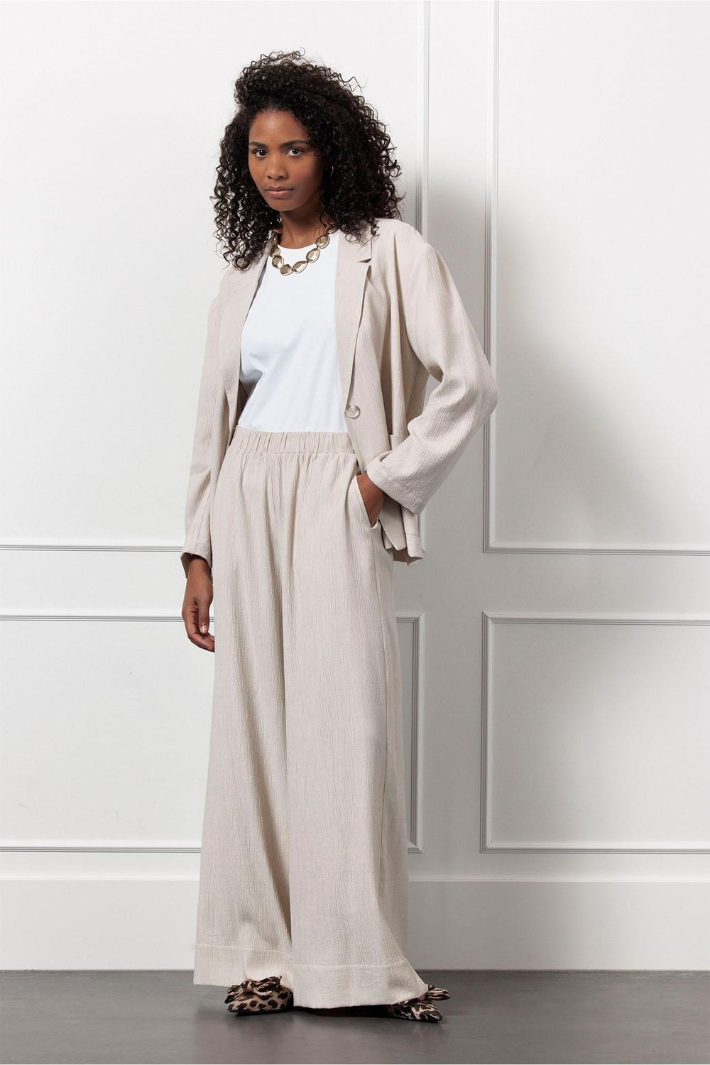 Studio Anneloes Grace Linen Look Trousers Ecru