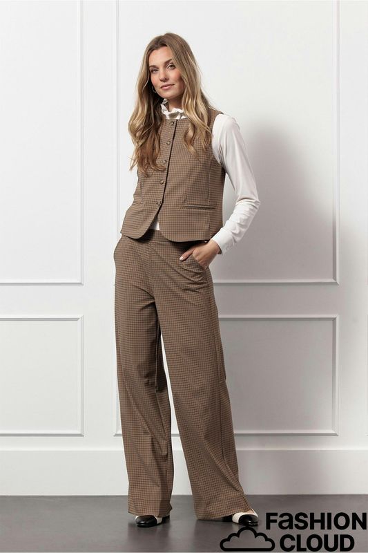 Studio Anneloes Fie check gilet Bruin 13090