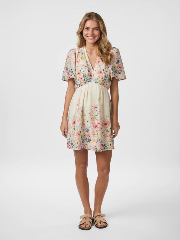 Neo Noir Shena Flower Print Dress Ecru