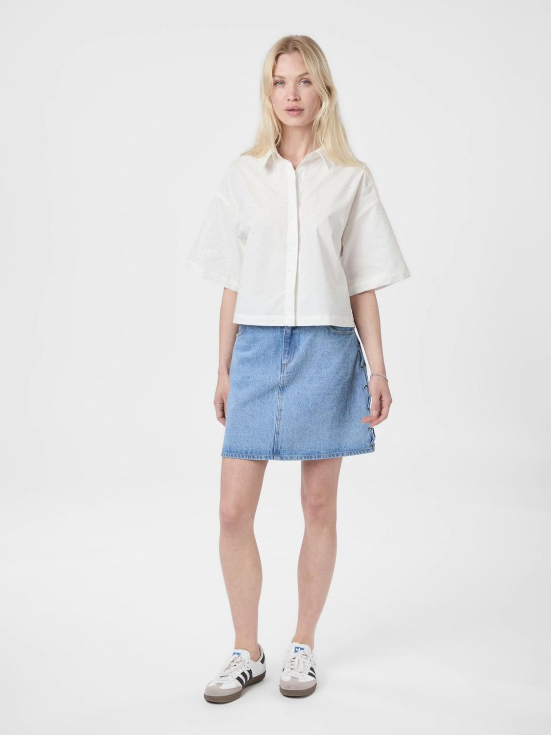 Neo Noir Jasie Poplin Stone Shirt Wit