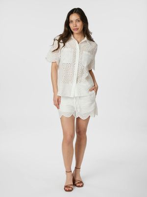 Neo Noir Gessie Embroidery Shirt Wit