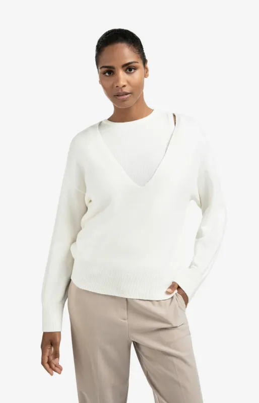 YaYa V-hals trui met top Wit