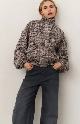 YAYA Bouclé jasje met franjes Roze