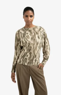 YaYa Sweater met all-over print Beige